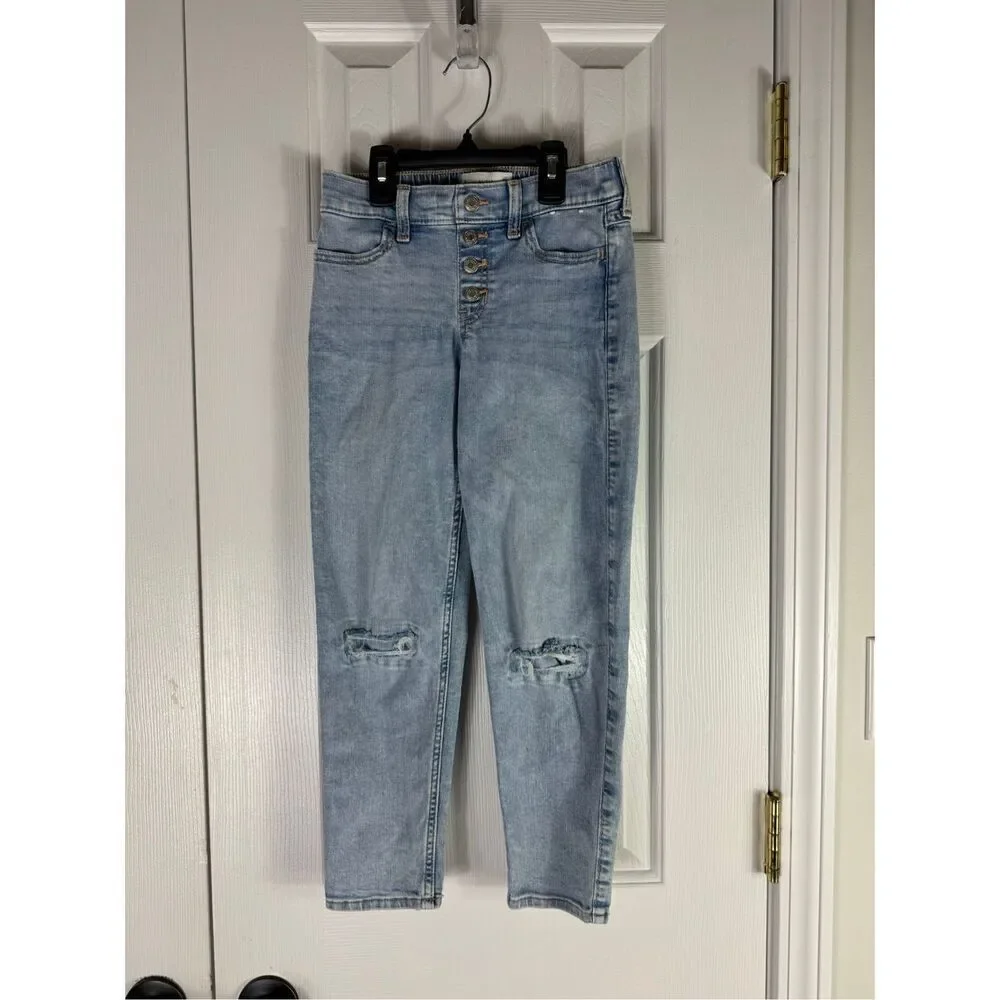 Abercrombie Girls High Rise Mini Mom Jeans Size 7/8 Long
